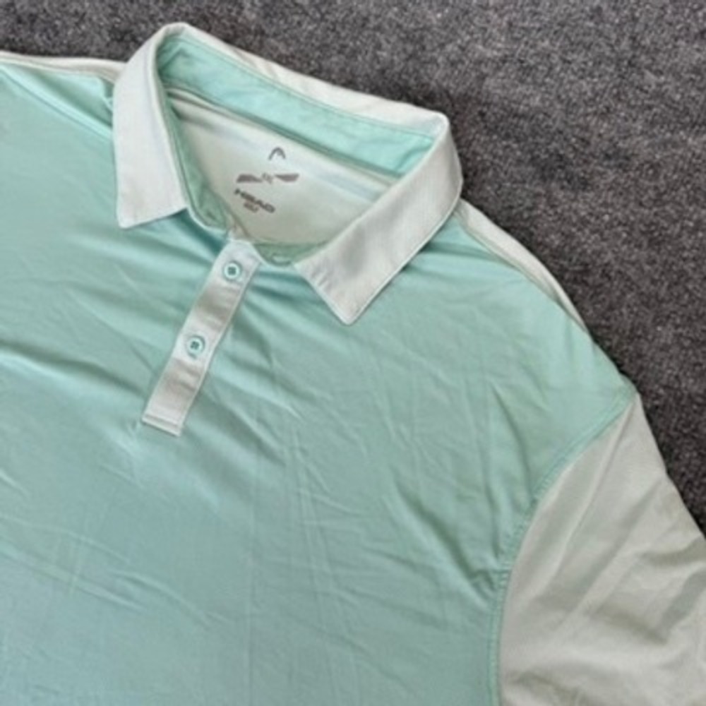 HEAD‎ Golf Polo Shirt XXL Short Sleeve Activewear Performance Mint Green White